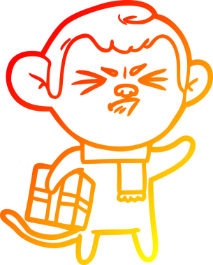 Bir insan tarafından çizilmiş kızgın bir maymunun sıcak çizgi çizimi