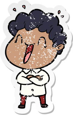 Bir insan tarafından çizilmiş mutlu bir adamın sıkıntılı çıkartması.