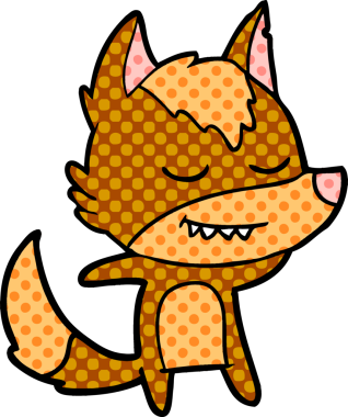 Bir insan tarafından çizilmiş tilki çizgi film karakteri