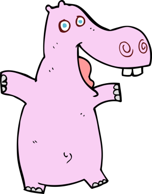 Bir insan tarafından çizilmiş çizgi film hipopotamları