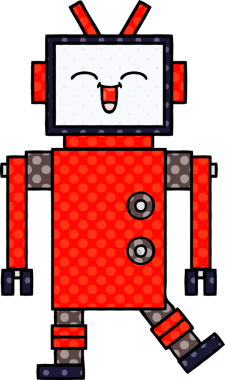 bir insan tarafından çizilmiş bir robotun çizgi roman tarzı