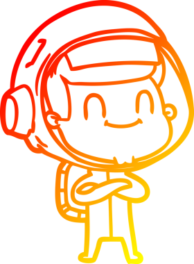 Bir insan tarafından çizilmiş mutlu bir astronotun sıcak çizgi çizimi