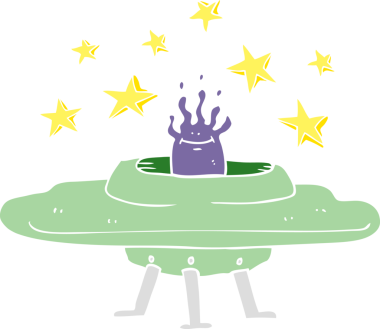 Bir insan tarafından çizilen uçan dairenin düz renk çizimi