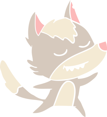 Bir insan tarafından çizilmiş düz renkli çizgi film kurt dansı.