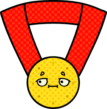 Bir insan tarafından çizilmiş altın madalyanın karikatürü.