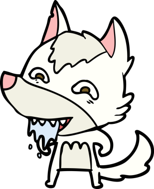 Bir insan tarafından çizilmiş aç kurt çizgi filmi.