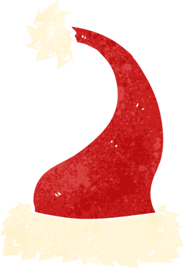 Bir insan tarafından çizilmiş Noel Baba şapkası.