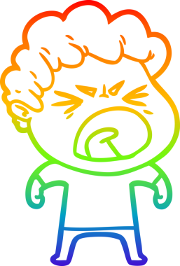 Bir insan tarafından çizilmiş öfkeli bir adamın çizdiği gökkuşağı gradyan çizgisi.