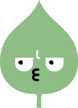 Bir insan tarafından çizilmiş dışavurumsal yaprağın düz renk retro karikatürü