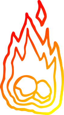 Bir insan tarafından çizilen yanan kömürlerin sıcak çizgi çizimi