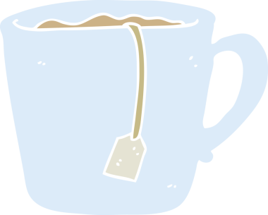 Bir insan tarafından çizilmiş çay fincanının düz renk çizimi