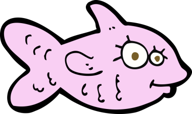 Bir insan tarafından çizilmiş mutlu balık çizgi filmi.