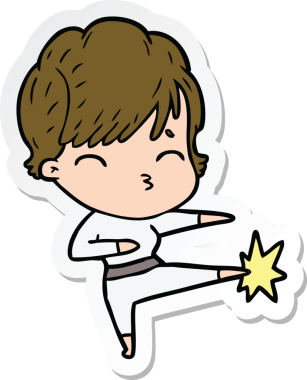 Bir insan tarafından çizilmiş bir karikatür kadının çıkartması.