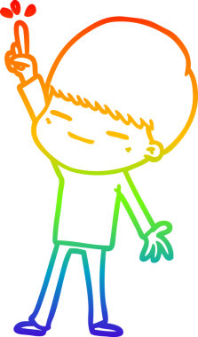 Gökkuşağı gradyan çizgi çizimi bir insan tarafından çizilmiş kendini beğenmiş bir çocuk.