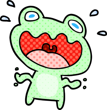 Bir insan tarafından çizilmiş şirin bir kurbağa.