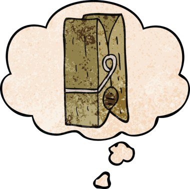 bir insan tarafından çizilmiş grunge doku biçiminde düşünce baloncuğu olan çizgi film mandalı