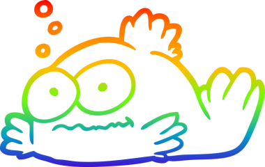 gökkuşağı gradyan çizgisi bir insan tarafından çizilmiş komik bir Japon balığı çizimi