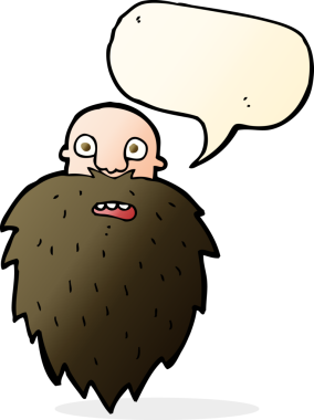 Bir insan tarafından çizilmiş konuşma balonu olan sakallı bir adam.