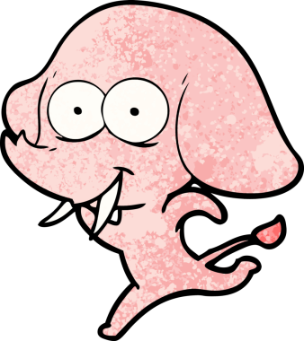 Bir insan tarafından çizilmiş mutlu bir fil.