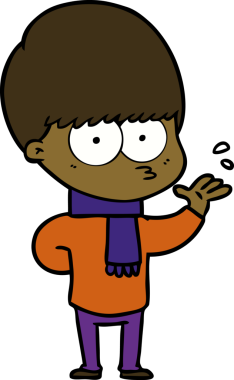 Bir insan tarafından çizilmiş sinirli çizgi film çocuğu.