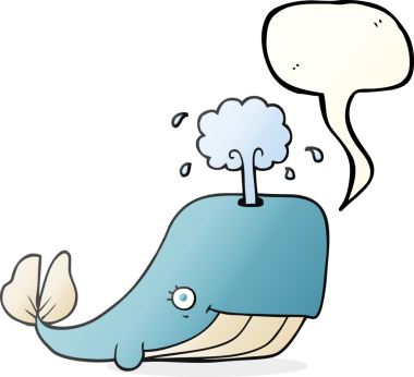 Serbest konuşma balonu karikatür balinası bir insan tarafından çizilmiş su püskürten