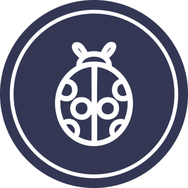 Bir insan tarafından çizilmiş sevimli uğur böceği dairesel simgesi