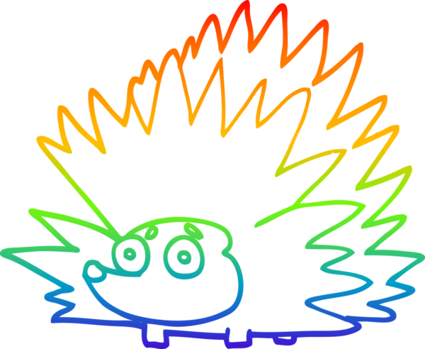 gökkuşağı gradyan çizgi çizimi Bir insan tarafından çizilmiş dikenli kirpi