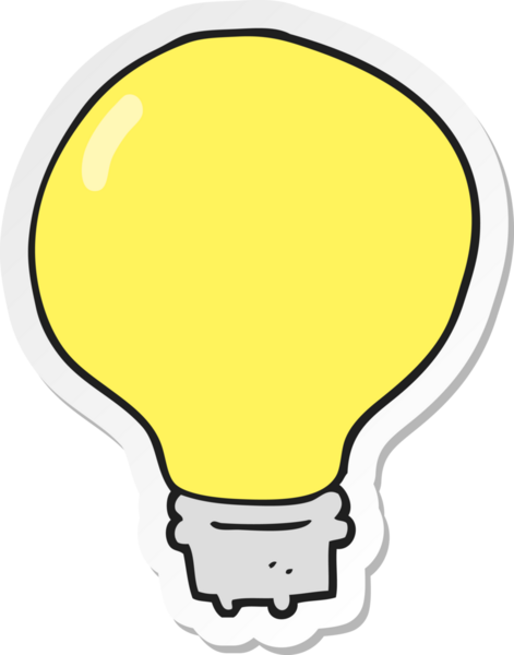 Bir insan tarafından çizilmiş çizgi film ampulünün çıkartması.