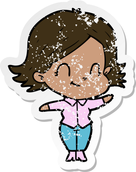 Bir insan tarafından çizilmiş, karikatür dostu bir kızın sıkıntılı çıkartması.