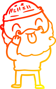 Sakallı bir adamın insan tarafından çizilmiş sıcak bir çizgi çizimi.