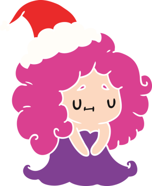 Bir insan tarafından çizilmiş Kawai kızının el çizimi Noel karikatürü.