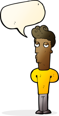 Bir insan tarafından çizilmiş konuşma balonuyla sıkılmış bir adam.