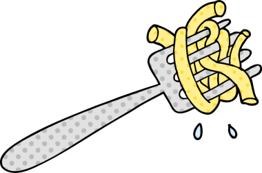 Bir insan tarafından çizilmiş çatallı spagetti.