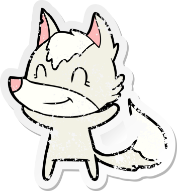 Bir insan tarafından çizilmiş dost canlısı bir kurdun sıkıntılı çıkartması.