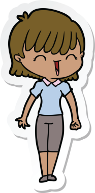 Bir insan tarafından çizilmiş bir karikatür kadının çıkartması.