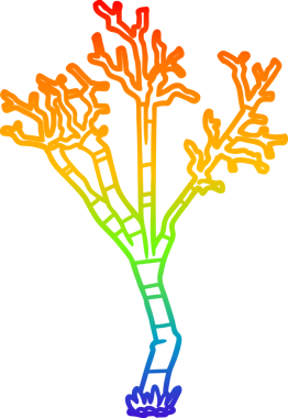 Bir insan tarafından çizilmiş bir kış ağacının gökkuşağı gradyanı çizimi
