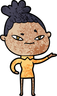 Bir insan tarafından çizilmiş karikatür kadın.