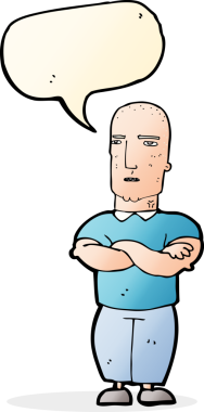 Bir insan tarafından çizilen konuşma baloncuğuyla kel bir adamı sinirlendiren çizgi film.