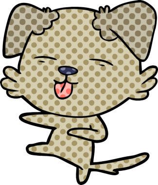 Bir insan tarafından çizilmiş çizgi köpek dansı.