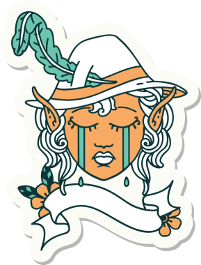 Bir insan tarafından çizilmiş ağlayan bir elf karakterinin çıkartması.