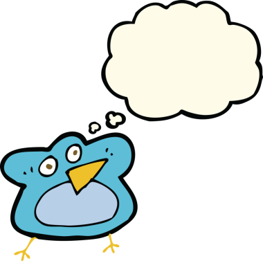 Bir insan tarafından çizilmiş düşünce baloncuklu komik Robin çizgi filmi.