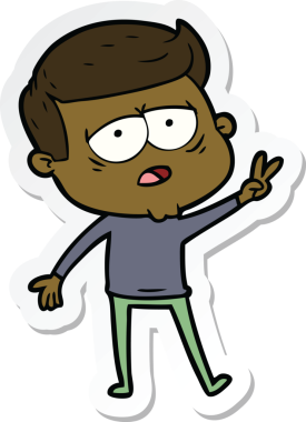 Bir insan tarafından çizilmiş yorgun bir çizgi film çıkartması.