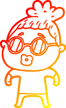 Bir insan tarafından çizilmiş gözlüklü bir karikatür kadın çizimi.