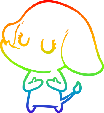 Gökkuşağı gradyan çizgisi bir insan tarafından çizilmiş şirin bir fil çizimi