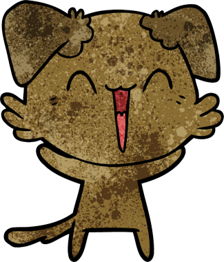 Bir insan tarafından çizilmiş küçük mutlu köpek çizgi filmi.