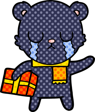 Bir insan tarafından çizilmiş ağlayan ayı karikatürü.