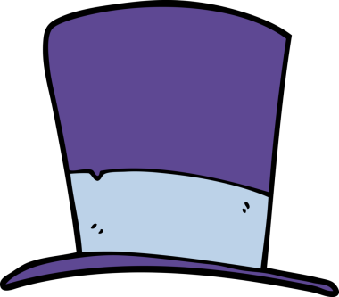 Bir insan tarafından çizilmiş karikatür silindir şapka.