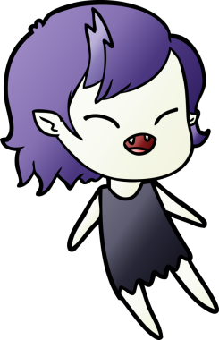 Bir insan tarafından çizilmiş gülen vampir kız çizgi filmi.