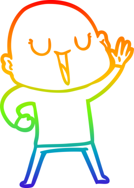 gökkuşağı gradyan çizimi mutlu bir çizgi kel adamın çizimi bir insan tarafından çizildi