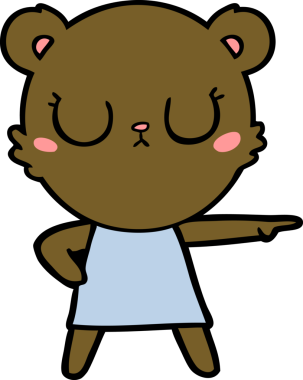 Bir insan tarafından çizilmiş, barışçıl bir çizgi film ayısı.